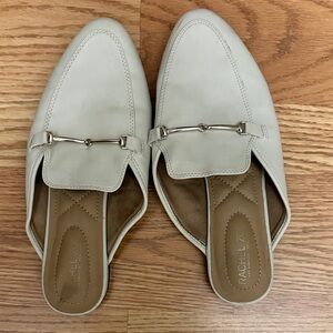 Rachel Cream Leather Slip-On Mules with Metal Bit
